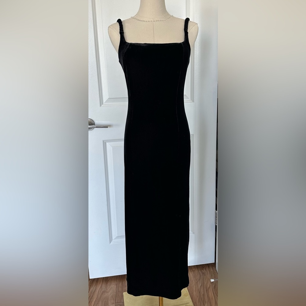 Nordstrom Bodycon Velvet Maxi Square Neck Dress | Black S